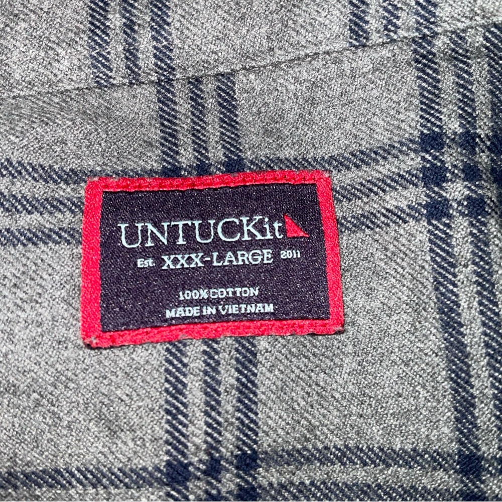 UNTUCKit Shirt Mens 3XL Grey & Blue Flannel Button Up Long Sleeve Casual Hiking - Picture 12 of 12